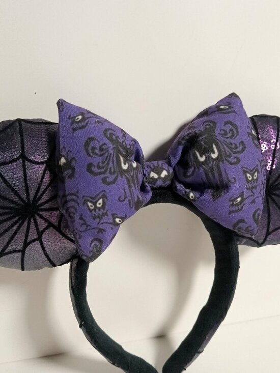 Custom Made Sequin Spiderweb Haunted Mansion Disney Minnie Mouse Ears main image 4